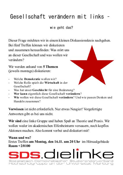 Lesekreis: Gesellschaft verändern mit links – wie geht das?