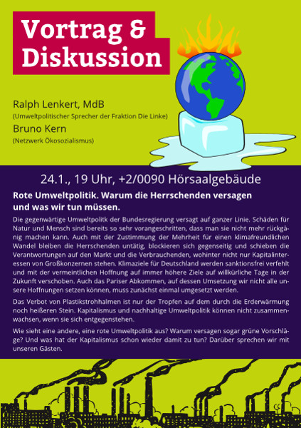 24.1., 19 Uhr: Rote Umweltpolitik. Warum die Herrschenden versagen und was wir tun müssen.